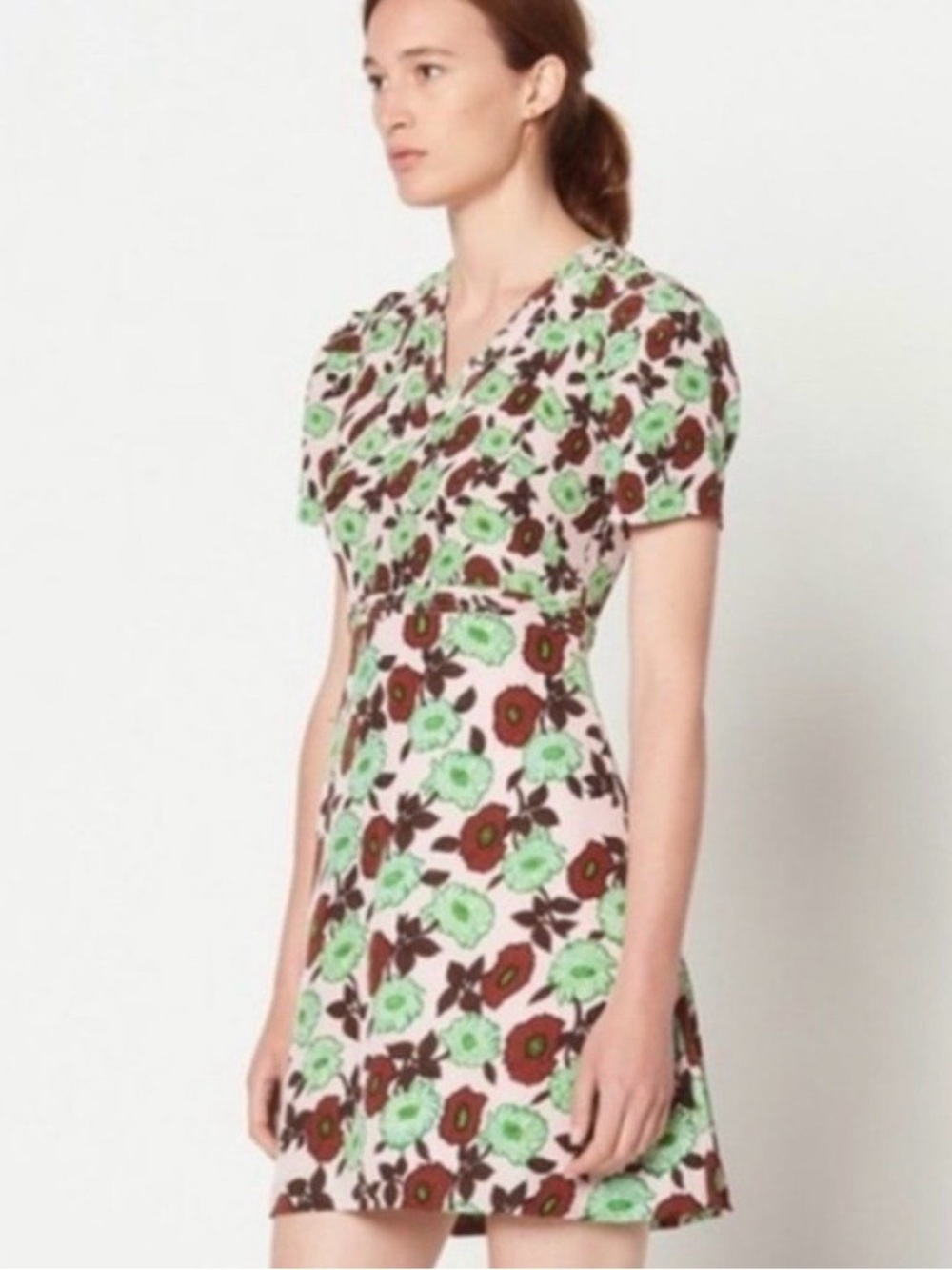 Sandro Antropique Floral Print Silk Dress size 40/ US 8 - Picture 3 of 13